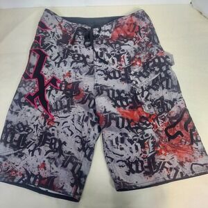 FOX Racing Board Shorts Graffiti Print‎ Swim Trunks Active Mens 30 waist